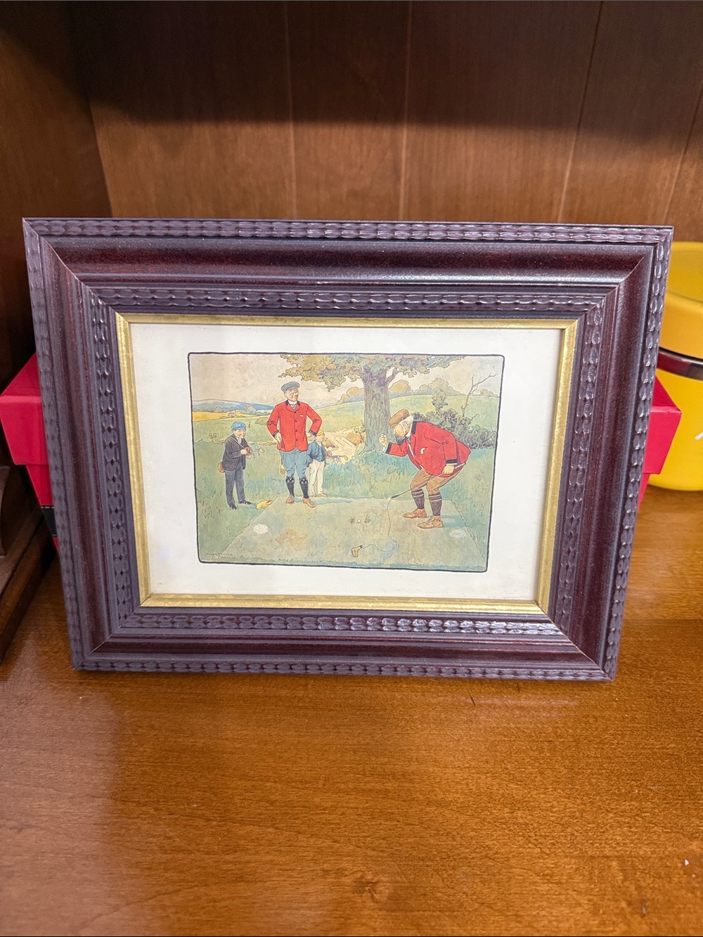 Classic Dark Brown Wood Picture Frame with Gold Inner Trim
